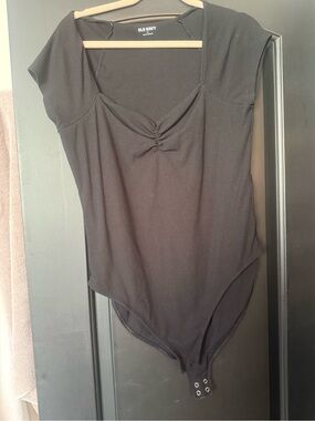 Old Navy Black Ribbed Sweetheart-Neck Bodysuit